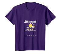 Retirement: Every Day is Saturday Calendar Humor T-Shirt, Kids, Purple, 12 Years