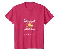 Retirement: Every Day is Saturday Calendar Humor T-Shirt, Kids, Red Heather, 12 Years