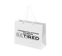 Retirement Gift Bags for Men - Gift Bag for Retirement Presents, Retiring Leaving Gifts, Funny Designs - Rope Handles - White Bags with Rope Handles Recyclable - Tired - M