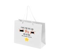 Retirement Gift Bags for Men - Gift Bag for Retirement Presents, Retiring Leaving Gifts, Funny Designs - Rope Handles - White Bags with Rope Handles Recyclable - Wise Man - M