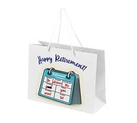 Retirement Gift Bags for Men - Gift Bag for Retirement Presents, Retiring Leaving Gifts, Funny Designs - Rope Handles - White Bags with Rope Handles Recyclable - Shedule - L