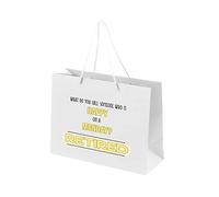 Retirement Gift Bags for Men - Gift Bag for Retirement Presents, Retiring Leaving Gifts, Funny Designs - Rope Handles - White Bags with Rope Handles Recyclable - Happy - M