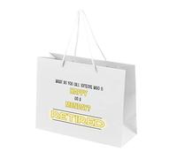 Retirement Gift Bags for Men - Retirement Presents, Funny Designs - Rope Handles - White, Recyclable - Happy