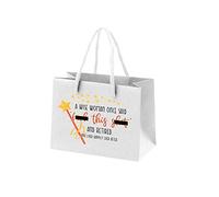 Retirement Gift Bags for Women - Funny Leaving Gift with Rope Handles - Recyclable White Bag Packaging for Retirement Presents - Wise Woman Designs - Small