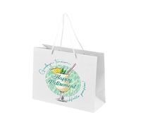 Retirement Gift Bags for Women - Gift Bag for Retirement Presents, Retiring Leaving Gifts, Funny Designs - Rope Handles - White Bags with Rope Handles Recyclable - Pension - M
