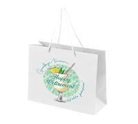 Retirement Gift Bags for Women - Gift Bag for Retirement Presents, Retiring Leaving Gifts, Funny Designs - Rope Handles - White Bags with Rope Handles Recyclable - Pension - L