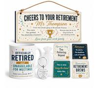 Retirement Gift Box Set Male Personalised Plaque Mug Coasters Keyring