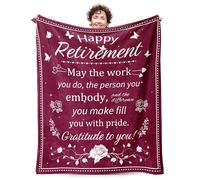 Retirement Gift for Woman, Best Funny Retired Gifts for Women, Retire Present for Women Mum Teacher Nurse Coworkers, Retirement Party Decorations Happy Retired Blankets 50x60 Inches Red