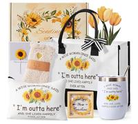 Retirement Gift for Women 2026, Sunflower Pamper Cool Happy Retired Present Basket for Coworker Teacher Nurses Boss Friends Mum Grandma Retirees,Farewell Leaving Going Away Gift w/Canvas Tote Bag