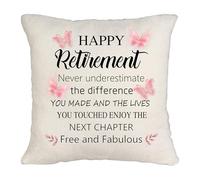 Retirement Gift Retire Cushion Cover Decorative Throw Pillow Home Decoration Warm Souvenir Retire Job Birthday Anniversary for Women Ladies Mum Aunt Nanny Grandma Teacher X'mas Thanksgiving 45X45cm
