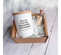 Retirement gift Scented Candle Smells like it's not your problem anymore... Happy Retirement Funny Retirement Gift Box for Her Him (White)
