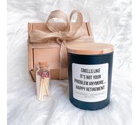 Retirement gift Scented Candle Smells like it's not your problem anymore... Happy Retirement Funny Retirement Gift Box for Her Him (Black)