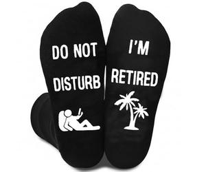 Retirement Gifts for Men Women Socks Do Not Disturb I’m Retired Funny for Black Novelty Retirement Gift Palm Tree and Relaxing Guy Print, Cozy Casual Crew Socks for Dad Grandpa Coworker Mom friend