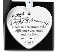 Retirement Gifts for Woman 2025 Never Underestimate The Difference You Made Ceramics Christmas Ornament Happy Retirement Appreciation Gift for Retired Women Men Coworker Boss Nurse Teacher Friend(1)
