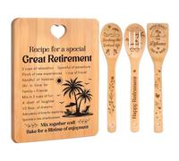 Retirement Gifts for Woman/Men 2026, Happy Retirement Bamboo Cutting Board Set with Gift Box for Colleagues, Friends, Teachers, Bosses, Parents, Family - Recipe for a Special Great Retirement.