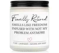 Retirement Gifts for Women, Happy Retirement Candle, Funny Retired Leaving Gifts for Men, Women, Coworkers, Teacher, Nurse, Boss, Friends - Handmade Lavender Natural Soy Wax Candle (7oz)
