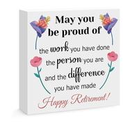 Retirement Gifts for Women Happy Retirement Wooden Block Sign Decoration for Home Office Shelf Desk Table Decor Retirement Gifts for Colleague Boss Friend Teacher Nurse Mum Grandma