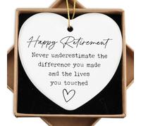 Retirement Gifts for Women, Heart-Shaped Happy Retirement, Ceramic Ornament, "Never Underestimate the Difference You Made," Perfect Appreciation Gift for Retired Teachers, Nurses, Coworkers