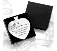 Retirement Gifts for Women Men Ceramic Happy Retirement Decorations Heart Plaque Hanging Ornament Keepsake Thank You Leaving Retired Farewell Gift with Box for Friends, Teachers, Colleagues