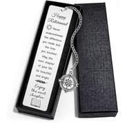 Retirement Gifts for Women Men, Metal Bookmark with Compass and Gift Box, Leaving Presents for Colleagues Coworkers, Farewell Goodbye Going Away Gifts for Teacher Friend Boss Nurse