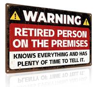 Retirement Gifts for Women Men Metal Signs Happy Retirement Decorations Gift Ideas "Warning Retired Person on the Premises" Suitable for Colleagues, Friends Family Work Partners And Superiors 30x20cm