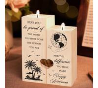 Retirement Gifts for Women Men, Retirement Gifts, Leaving Gift for Colleagues Friends, Presents for Grandmother, Grandfather, Mom, Dad, Pine Wood Candlestick