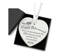 Retirement Gifts for Women, Never Underestimate The Difference You Made and The Lives You Touched Ceramic Heart Ornament,Happy Retirement Gifts for Retirement Decoration, Leaving Gifts for Colleagues