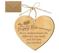 Retirement Gifts for Women, Never Underestimate The Difference You Made and The Lives You Touched Heart Wooden Plaque, Happy Retirement Gift for Teacher Friend Coworker Boss Nurse