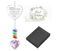 Retirement Gifts for Women Sun Catcher, Leaving Gifts for Women, Goodbye Gift Crystal Suncatcher with Heart Decor and Card for Colleagues, Coworkers, Boss, Teacher