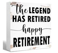 Retirement Gifts New Joy Going Away Gift Farewell Party Gift For Coworker Boss Leader Colleague Friends -Retirement Wooden Block Sign Desk Decorative (he Legend 5x5 Inch