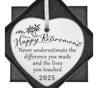 Retirement Gifts,Retirement Gift for Women,Funny Retired Presents Happy Ceramic Heart-Shaped Plaque Decorations with Box Never Forget The Difference You Made Ladies Retire Present Ornament for Teacher
