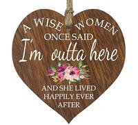 Retirement Hanging Wooden Heart Sign Plaque Work Colleague Leaving Gifts - Dark Wood Hearts Signs, Work Gifts, Leaving Decorations, Christmas Secret Santa Gift, Leaving Present Ideas