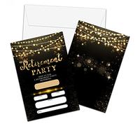 Retirement Invitations Cards, Black & Gold Retired Invitations with Envelopes, Fill-in Invites Cards for Co-Worker Men Women, Retirement Party Supplies Decorations(Pack of 25) -02