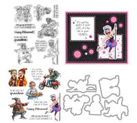 Retirement Life Grandma Clear Stamps and Metal Die Cuts for Card Making | Transparent Silicone Stamp and Cutting Dies Sets for DIY Scrapbooking Paper Crafting Seals Kits Decorative Supplies