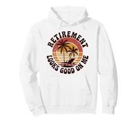 Retirement Looks Good on Me" Retro Sunset Design Pullover Hoodie