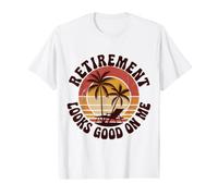 Retirement Looks Good on Me Retro Sunset Design Value Graphic T-Shirt