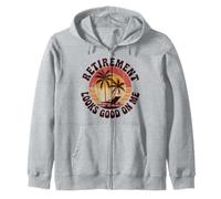 Retirement Looks Good on Me" Retro Sunset Design Zip Hoodie