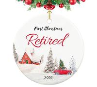 Retirement Ornament 2025, First Christmas Retired Ornament 2025, Retirement Gifts for Women,Coworker,Teacher,Nurse, 2.9" Ceramic Retired Christmas Ornaments 2025