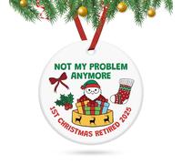 Retirement Ornament Funny Retired Gift for Woman Men 1st Retired Christmas Ceramic Ornament Gift for Mum Nurses Teacher Colleague Friends Christmas Ornament for Tree Decoration