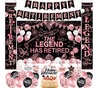 Retirement Party Decorations Banner Balloons - 34 Pcs Happy Retirement The Legend Has Retired Banners Door Banner Hanging Swirls Balloon Cake Topper for Him Women Office Leaving Party