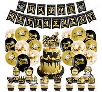 Retirement Party Decorations, Black and Gold Retirement Theme Decor Set, 32-Piece Retirement Party Supplies for Men and Women, Office Farewell and Home Celebration Decorations