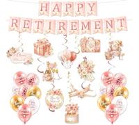 Retirement Party Decorations for Women Rose Gold Happy Retirement Party Set Banner Hanging Swirls Balloons Going Away Farewell Finally Retired Work Graduation Party Decorations