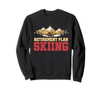 Retirement Plan Skiing Vintage Sunset Retro Skier Men Women Sweatshirt