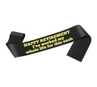 Retirement Sash for Women Retirement Party Decorations Black Satin with Gold Foil Letter Retired Shoulder Straps for Women Men Funny Retired Gifts for Coworker Mum Dad Grandma