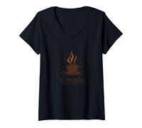 Retirement: The Longest Coffee Break Funny Celebration V-Neck T-Shirt, Women, Black, XL