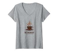 Retirement: The Longest Coffee Break Funny Celebration V-Neck T-Shirt, Women, Heather Grey, XL