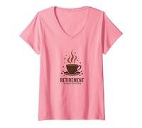 Retirement: The Longest Coffee Break Funny Celebration V-Neck T-Shirt, Women, Pink, XXL
