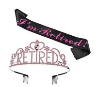 Retirement Tiara And Sash - I'm Retired” Sash & Tiara Kit, Gold For Women , Happy Pension Party Decorations, Retirement Party Set | Gold Retired Headband And Belt For Career Exit