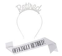 Retirement Tiara and Sash,Officially Retired Sash & Rhinestone Tiara for Women Retirement Party Decorations Supplies