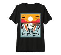 Retirement Vacation Beach Chairs Facing The Ocean at Sunset Premium T-Shirt